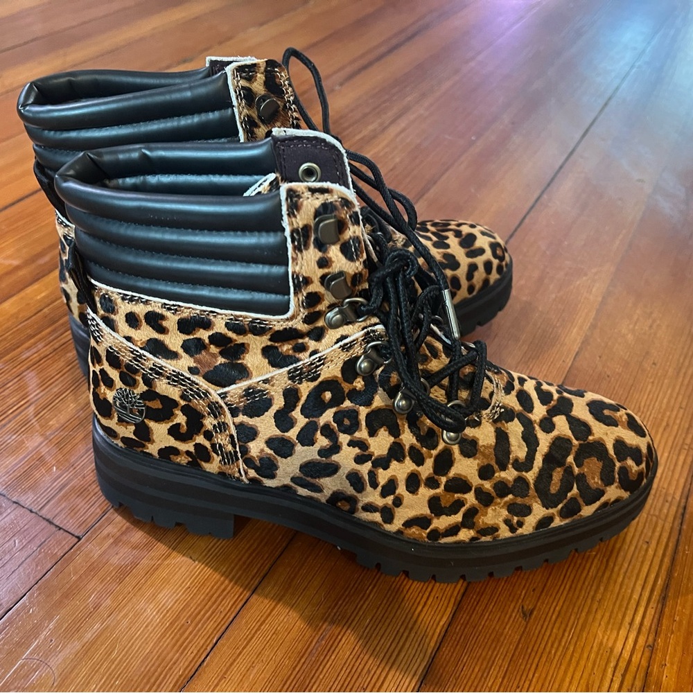 Timberland London Square Leopard Boot Lace Up Ankle 8 Mid Hiker